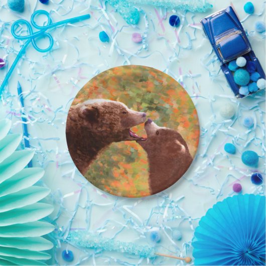 Grizzly Beer mam en snijkunst - Wildlife Art Papieren Bordje (Feest)