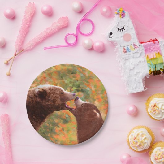 Grizzly Beer mam en snijkunst - Wildlife Art Papieren Bordje (Feest)