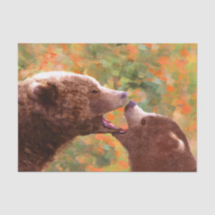 Grizzly Beer mam en snijkunst - Wildlife Art Tissuepapier