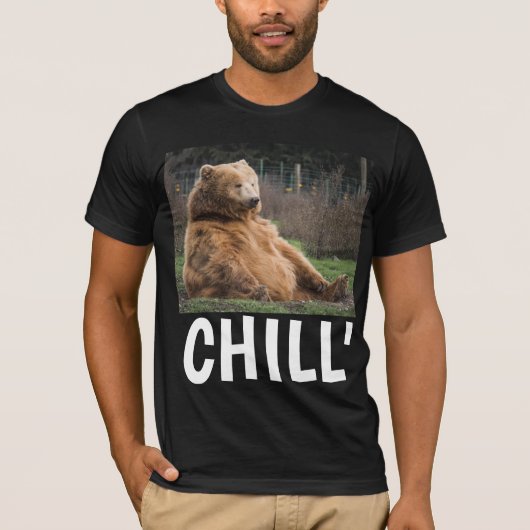 GRIZZLY BEER MANNEN FUNNY 'CHILL' T SHIRTS (Voorkant)