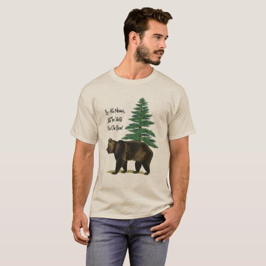 Grizzly Beer Mannen Funny T-Shirt (Voorkant volledig)