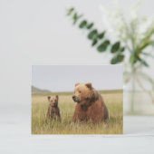 Grizzly Beer met Cub Briefkaart (Staand voorkant)