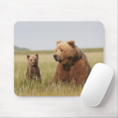 Grizzly Beer met Cub Muismat (Met muis)