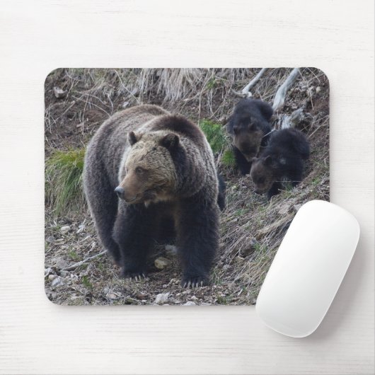 Grizzly Beer met Cubs Mousepad Muismat (Met muis)