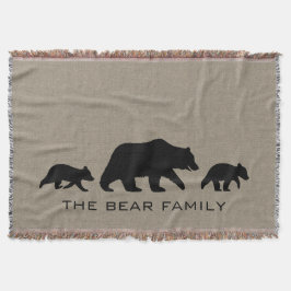 Grizzly Beer met Cubs Silhouettes Aangepaste tekst Deken