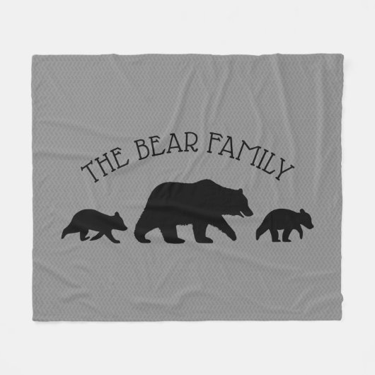 Grizzly Beer met Cubs Silhouettes Aangepaste tekst Fleece Deken (Voorkant (Horizontaal))