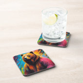 Grizzly Beer met noorderlicht Bier Onderzetter (Rechterzijde)