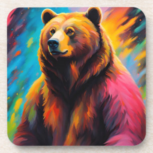 Grizzly Beer met noorderlicht Bier Onderzetter