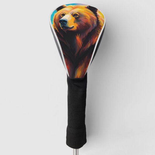 Grizzly Beer met noorderlicht Golfheadcover (Voorkant)