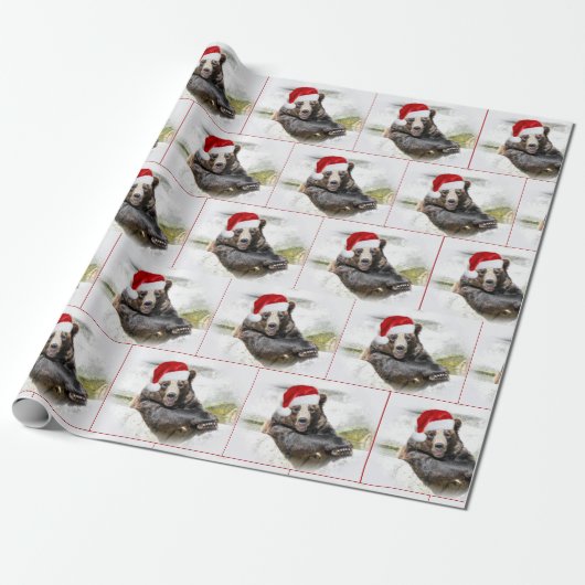 Grizzly Beer met Sinterklaas Pet Cadeaupapier (Uitgerold)