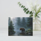 Grizzly Beer Misty Forest Briefkaart (Staand voorkant)