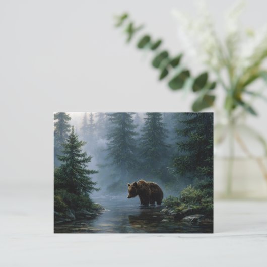 Grizzly Beer Misty Forest Briefkaart (Staand voorkant)