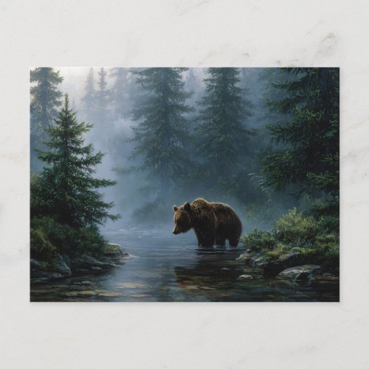 Grizzly Beer Misty Forest Briefkaart (Voorkant)