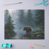 Grizzly Beer Misty Forest Decoupage Tissuepapier (Craft)