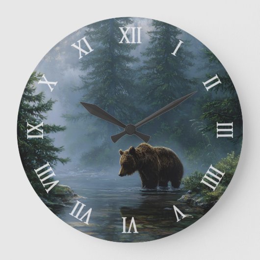 Grizzly Beer Misty Forest Grote Klok (Voorkant)
