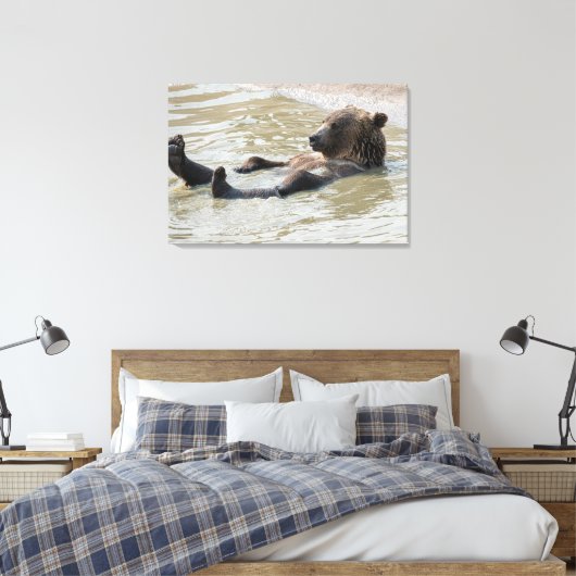GRIZZLY BEER ONTSPANNENDE VERPAKTE CANVAS PRINT (Insitu (Slaapkamer))