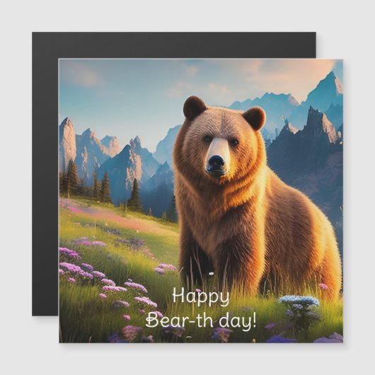 Grizzly Beer op Bergberghside Birthday (Voorkant / Achterkant)