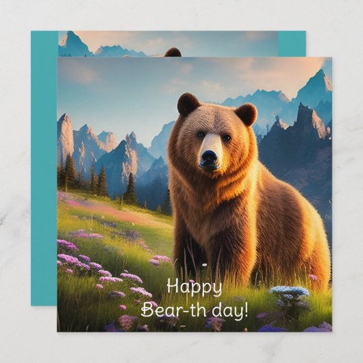 Grizzly Beer op Bergberghside Birthday (Voorkant / Achterkant)