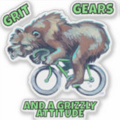 Grizzly Beer op de fiets Sticker (Voorkant)