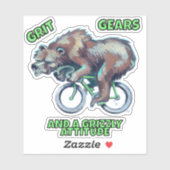 Grizzly Beer op de fiets Sticker (Vel)