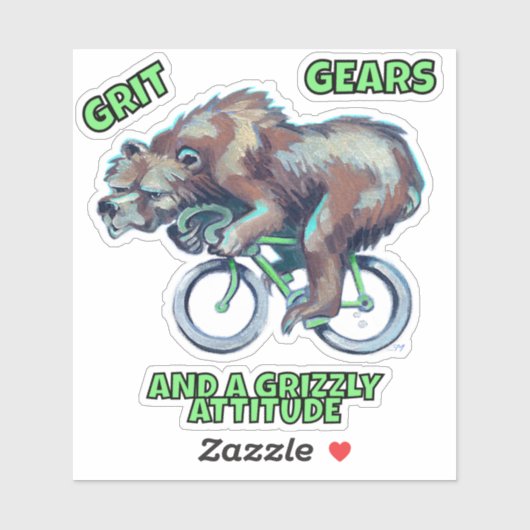 Grizzly Beer op de fiets Sticker (Vel)