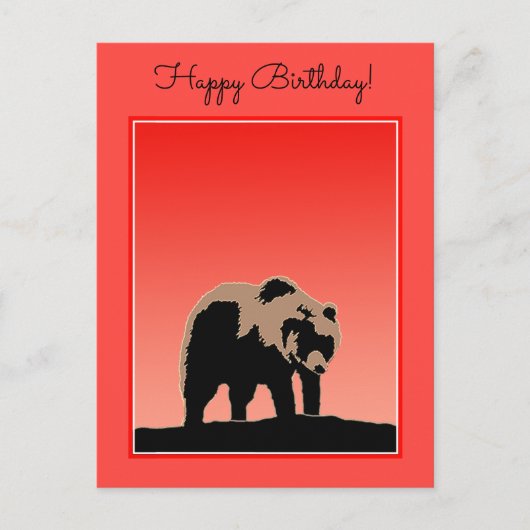 Grizzly Beer op zonsondergang - Originele Wildlife Briefkaart (Voorkant)