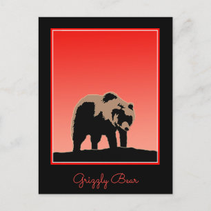 Grizzly Beer op zonsondergang - Originele Wildlife Briefkaart