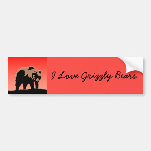 Grizzly Beer op zonsondergang - Originele Wildlife Bumpersticker (Voorkant)