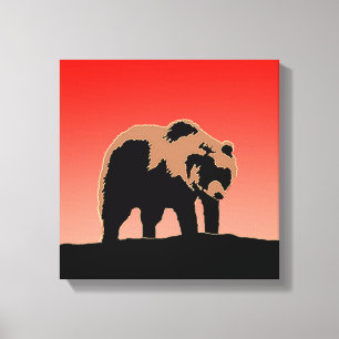 Grizzly Beer op zonsondergang - Originele Wildlife Canvas Afdruk