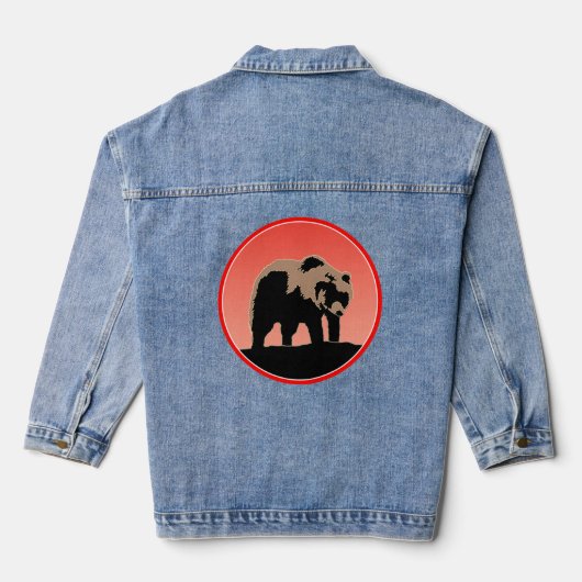 Grizzly Beer op zonsondergang - Originele Wildlife Denim Jacket (Achterkant)