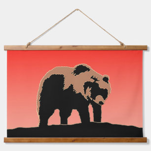 Grizzly Beer op zonsondergang - Originele Wildlife Hangend Wandkleed