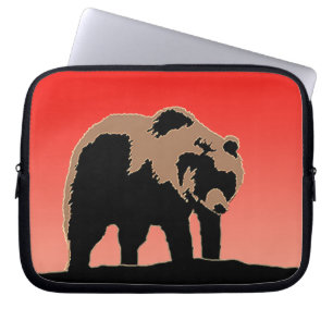 Grizzly Beer op zonsondergang - Originele Wildlife Laptop Sleeve