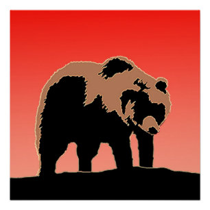 Grizzly Beer op zonsondergang - Originele Wildlife Perfect Poster