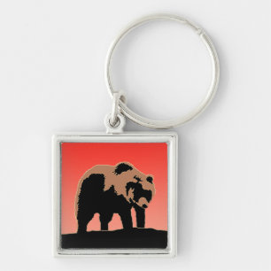 Grizzly Beer op zonsondergang - Originele Wildlife Sleutelhanger