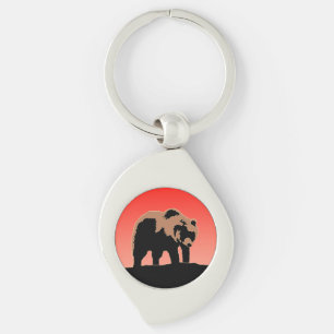 Grizzly Beer op zonsondergang - Originele Wildlife Sleutelhanger