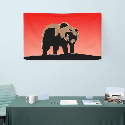 Grizzly Beer op zonsondergang - Originele Wildlife Spandoek (Beurs)