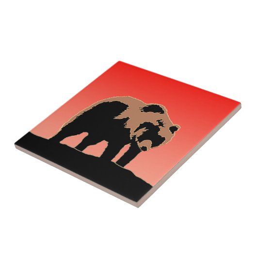 Grizzly Beer op zonsondergang - Originele Wildlife Tegeltje (Zijkant)