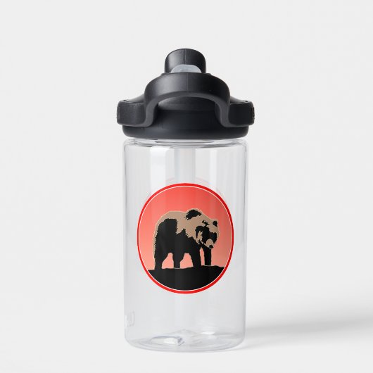 Grizzly Beer op zonsondergang - Originele Wildlife Waterfles (Achterkant)