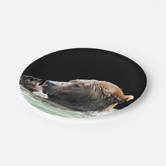 grizzly beer papier borden papieren bordje (Gekanteld)