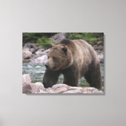 Grizzly Beer - Pastels Canvas Afdruk (Voorkant)