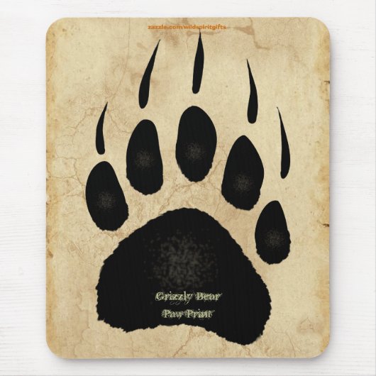 Grizzly Beer Paw Print Wildlife Supporter Mousepad Muismat (Voorkant)