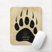 Grizzly Beer Paw Print Wildlife Supporter Mousepad Muismat (Met muis)
