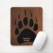 Grizzly Beer Pawprint op Faux Leather Mousepad Muismat (Met muis)