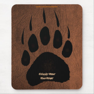 Grizzly Beer Pawprint op Faux Leather Mousepad Muismat