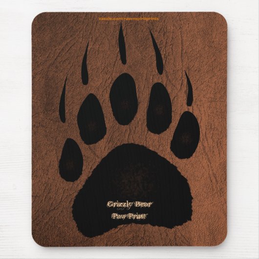 Grizzly Beer Pawprint op Faux Leather Mousepad Muismat (Voorkant)