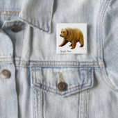 Grizzly Beer Pin Vierkante Button 5,1 Cm (In situ)