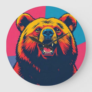 Grizzly Beer Pop Art Grote Klok