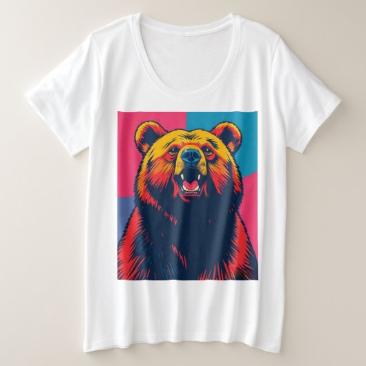 Grizzly Beer Pop Art Grote Maat T-shirt (Design voorkant)