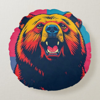 Grizzly Beer Pop Art Rond Kussen