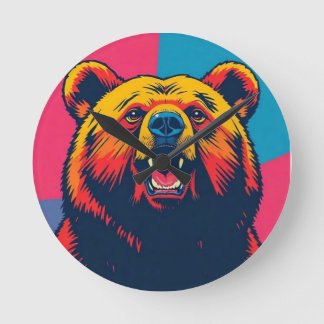 Grizzly Beer Pop Art Ronde Klok